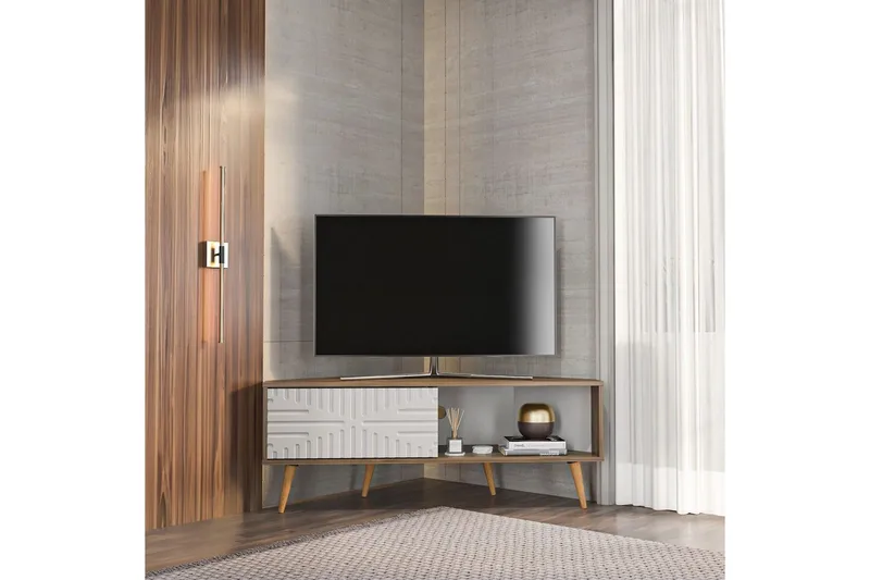 Abbas Tv-bänk 140 cm - Valnöt/Vit - Möbler - Vardagsrum - Tv-möbler & mediamöbler - Tv-bänkar