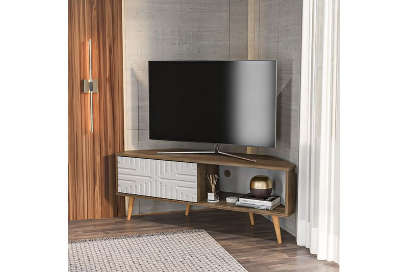 Abbas Tv-bänk 140 cm - Valnöt/Vit - Möbler - Vardagsrum - Tv-möbler & mediamöbler - Tv-bänkar