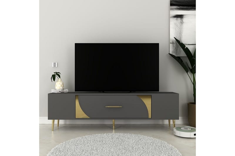 Aldor Tv-bänk 150 cm - Antracit/Guld - Möbler - Vardagsrum - Tv-möbler & mediamöbler - Tv-bänkar