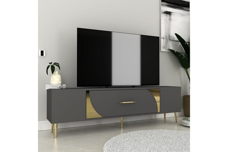 Aldor Tv-bänk 150 cm - Antracit/Guld - Möbler - Vardagsrum - Tv-möbler & mediamöbler - Tv-bänkar