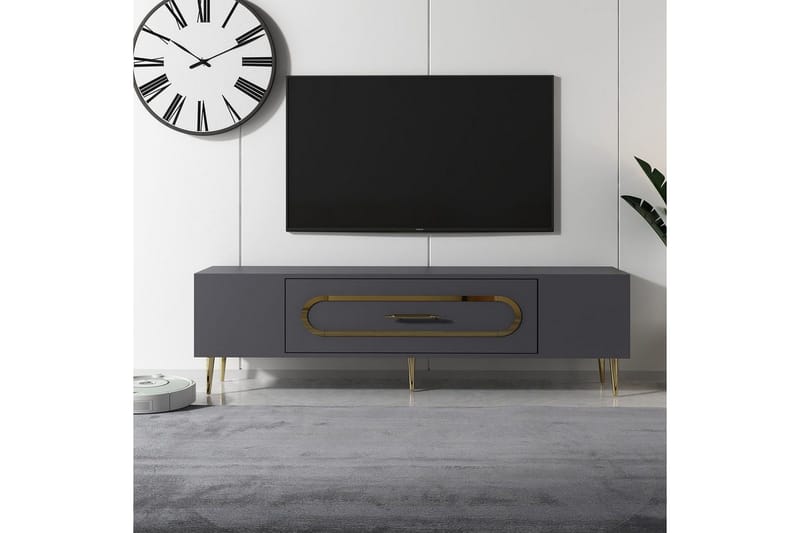 Aldor Tv-bänk 150 cm - Antracit/Guld - Möbler - Vardagsrum - Tv-möbler & mediamöbler - Tv-bänkar