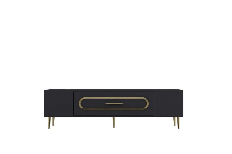 Aldor Tv-bänk 150 cm, Antracit/Guld