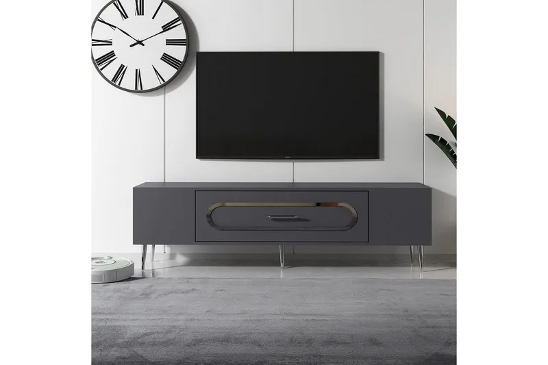Aldor Tv-bänk 150 cm - Antracit/Silver - Möbler - Vardagsrum - Tv-möbler & mediamöbler - Tv-bänkar