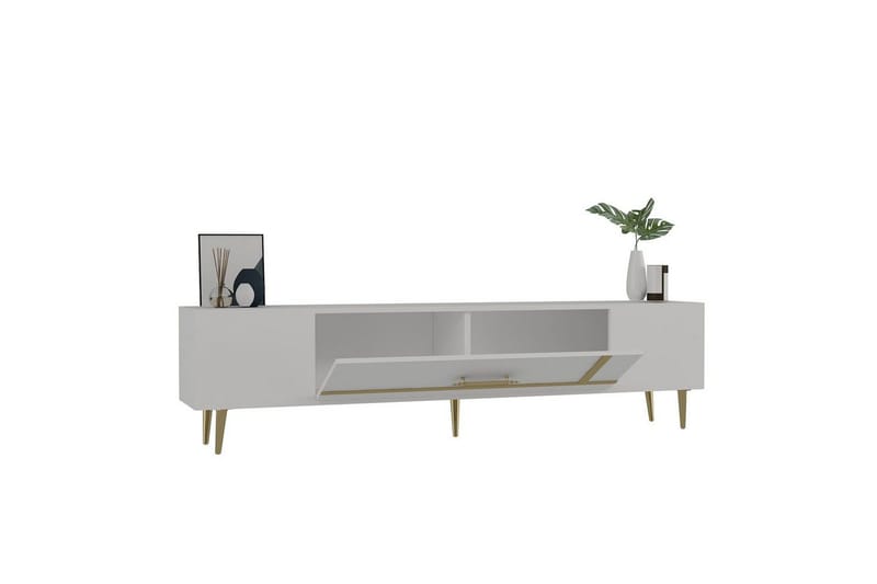 Aldor Tv-bänk 150 cm - Vit/Guld - Möbler - Vardagsrum - Tv-möbler & mediamöbler - Tv-bänkar