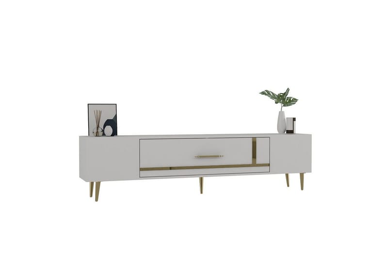 Aldor Tv-bänk 150 cm - Vit/Guld - Möbler - Vardagsrum - Tv-möbler & mediamöbler - Tv-bänkar