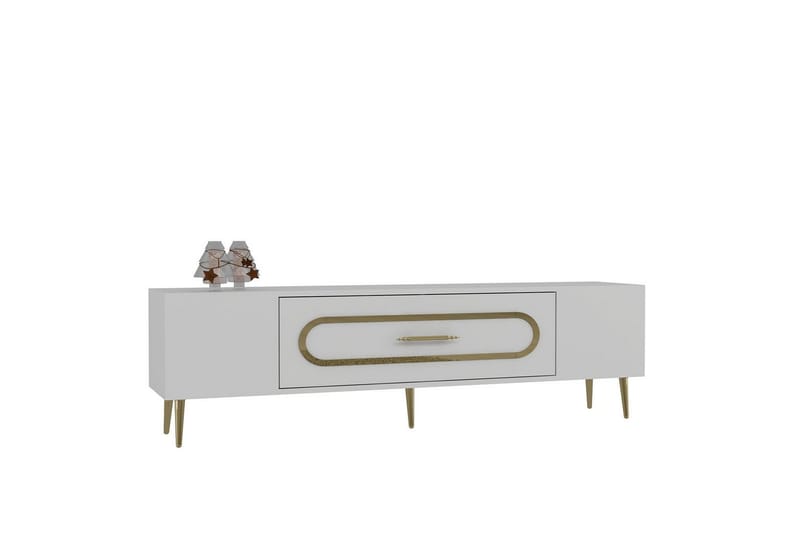 Aldor Tv-bänk 150 cm - Vit/Guld - Möbler - Vardagsrum - Tv-möbler & mediamöbler - Tv-bänkar