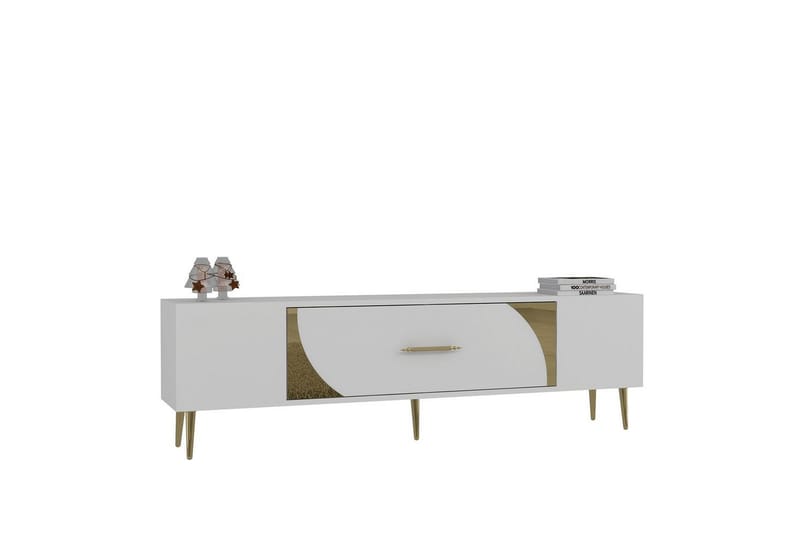 Aldor Tv-bänk 150 cm - Vit/Guld - Möbler - Vardagsrum - Tv-möbler & mediamöbler - Tv-bänkar