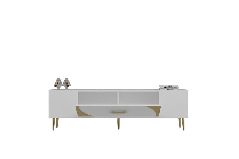 Aldor Tv-bänk 150 cm - Vit/Guld - Möbler - Vardagsrum - Tv-möbler & mediamöbler - Tv-bänkar