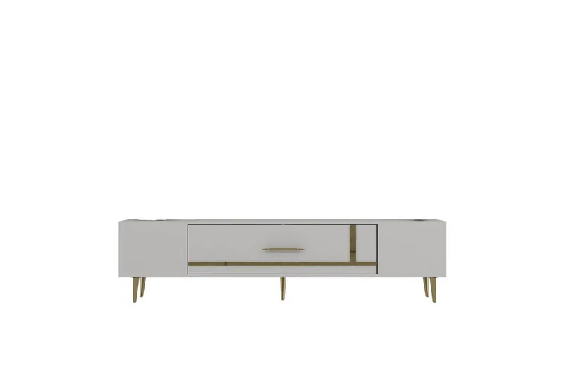 Aldor Tv-bänk 150 cm, Vit/Guld