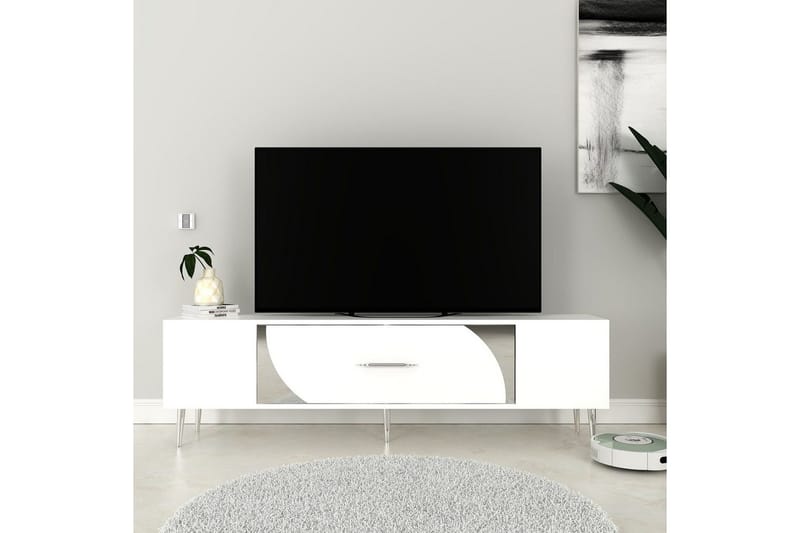 Aldor Tv-bänk 150 cm - Vit/Silver - Möbler - Vardagsrum - Tv-möbler & mediamöbler - Tv-bänkar