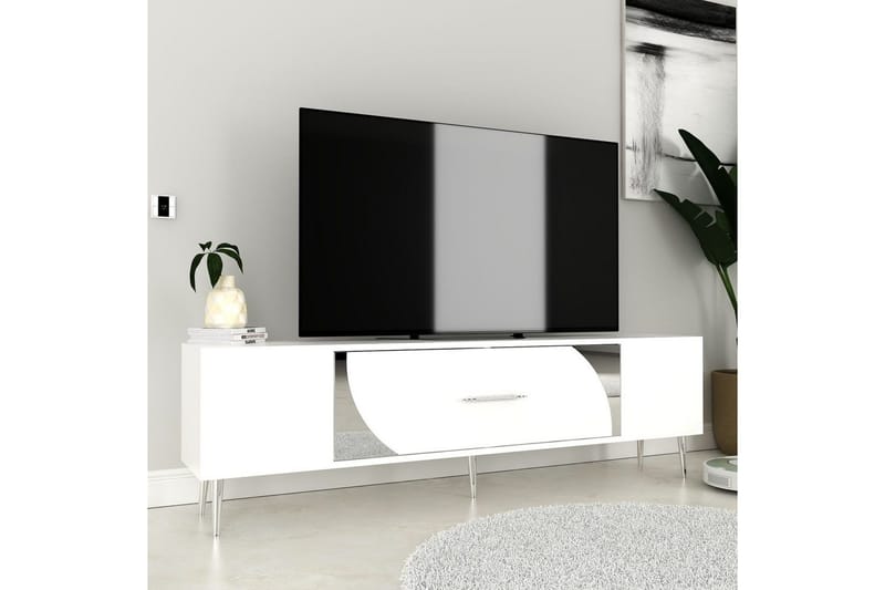Aldor Tv-bänk 150 cm - Vit/Silver - Möbler - Vardagsrum - Tv-möbler & mediamöbler - Tv-bänkar