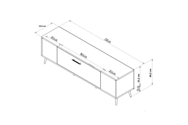 Aldor Tv-bänk 150 cm - Vit/Silver - Möbler - Vardagsrum - Tv-möbler & mediamöbler - Tv-bänkar