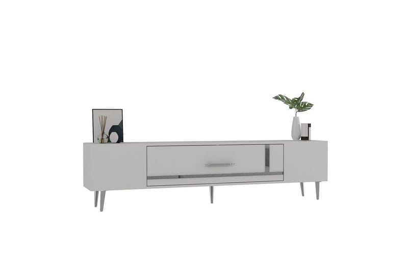 Aldor Tv-bänk 150 cm - Vit/Silver - Möbler - Vardagsrum - Tv-möbler & mediamöbler - Tv-bänkar