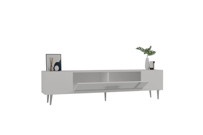 Aldor Tv-bänk 150 cm - Vit/Silver - Möbler - Vardagsrum - Tv-möbler & mediamöbler - Tv-bänkar