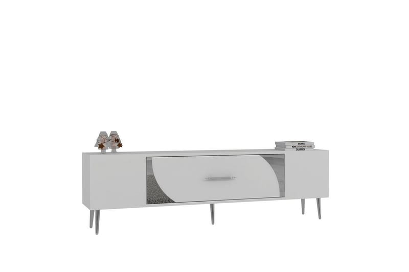 Aldor Tv-bänk 150 cm - Vit/Silver - Möbler - Vardagsrum - Tv-möbler & mediamöbler - Tv-bänkar