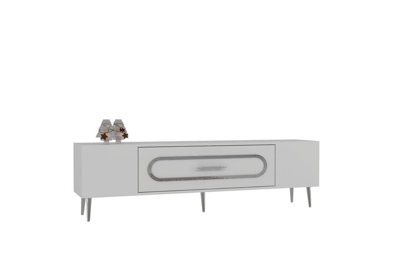 Aldor Tv-bänk 150 cm - Vit/Silver - Möbler - Vardagsrum - Tv-möbler & mediamöbler - Tv-bänkar