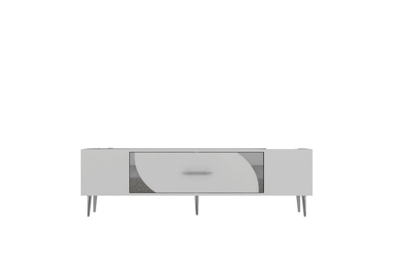 Aldor Tv-bänk 150 cm, Vit/Silver