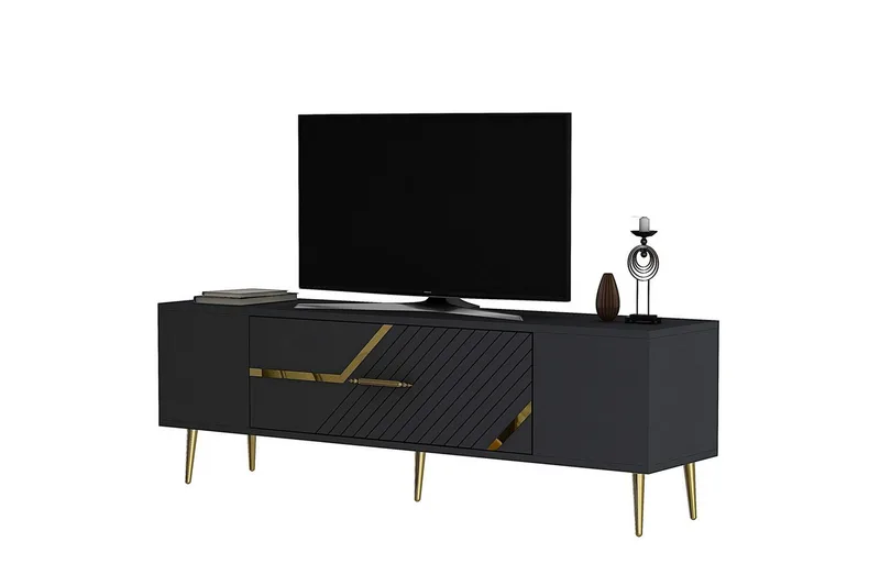 Anira Tv-bänk 150 cm, Antracit/Guld