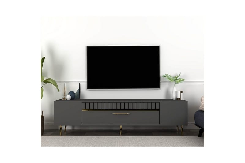 Anira Tv-bänk 150 cm - Antracit/Guld - Möbler - Vardagsrum - Tv-möbler & mediamöbler - Tv-bänkar