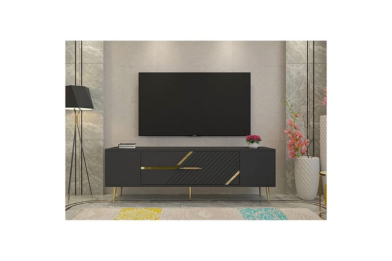 Anira Tv-bänk 150 cm - Antracit/Guld - Möbler - Vardagsrum - Tv-möbler & mediamöbler - Tv-bänkar
