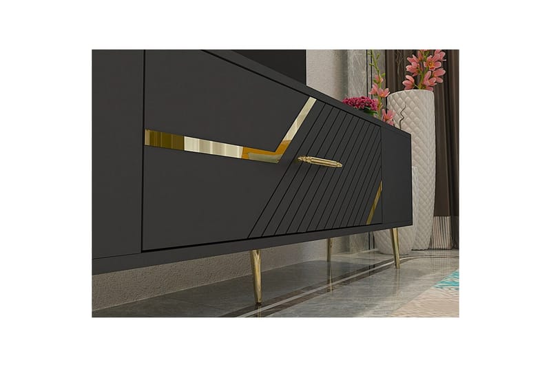 Anira Tv-bänk 150 cm - Antracit/Guld - Möbler - Vardagsrum - Tv-möbler & mediamöbler - Tv-bänkar