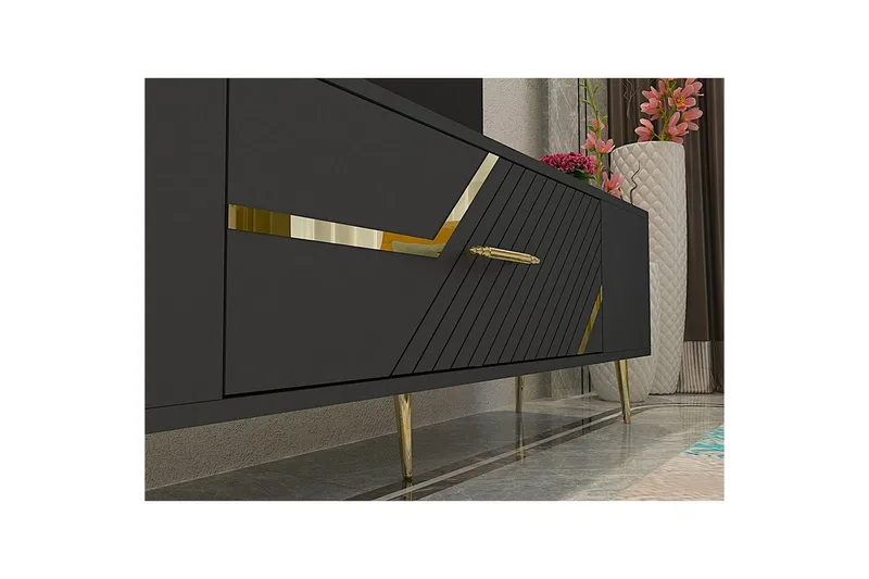 Anira Tv-bänk 150 cm - Antracit/Guld - Möbler - Vardagsrum - Tv-möbler & mediamöbler - Tv-bänkar