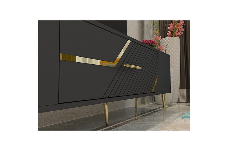 Anira Tv-bänk 150 cm - Antracit/Guld - Möbler - Vardagsrum - Tv-möbler & mediamöbler - Tv-bänkar