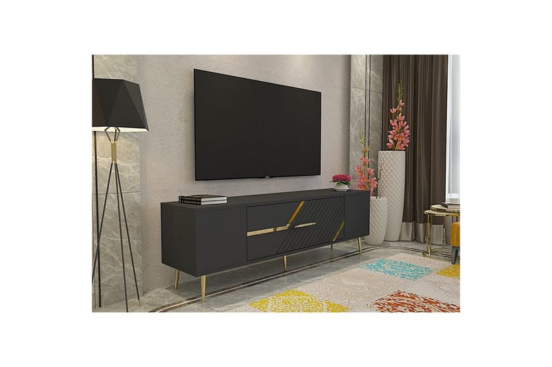 Anira Tv-bänk 150 cm - Antracit/Guld - Möbler - Vardagsrum - Tv-möbler & mediamöbler - Tv-bänkar