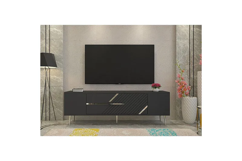 Anira Tv-bänk 150 cm - Antracit/Silver - Möbler - Vardagsrum - Tv-möbler & mediamöbler - Tv-bänkar