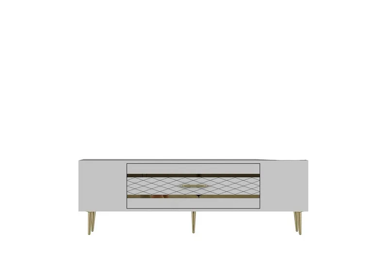 Anira Tv-bänk 150 cm, Vit/Guld