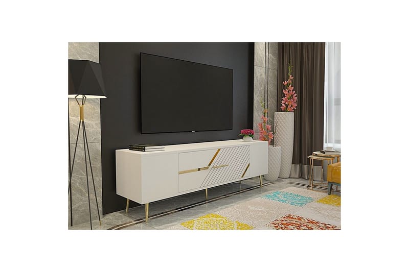 Anira Tv-bänk 150 cm - Vit/Guld - Möbler - Vardagsrum - Tv-möbler & mediamöbler - Tv-bänkar