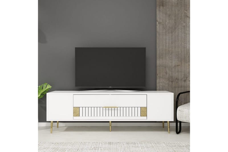 Anira Tv-bänk 150 cm - Vit/Guld - Möbler - Vardagsrum - Tv-möbler & mediamöbler - Tv-bänkar