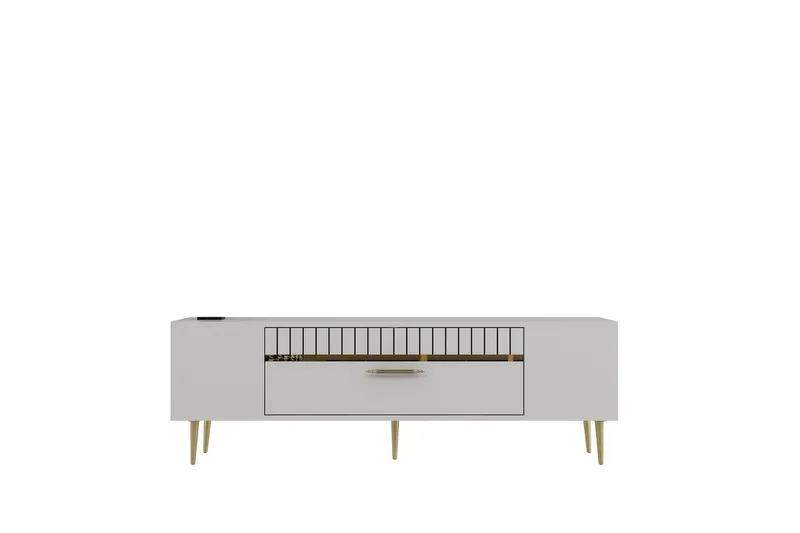 Anira Tv-bänk 150 cm, Vit/Guld