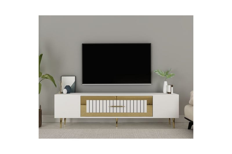 Anira Tv-bänk 150 cm - Vit/Guld - Möbler - Vardagsrum - Tv-möbler & mediamöbler - Tv-bänkar