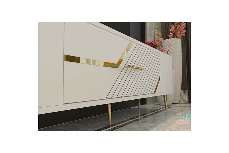 Anira Tv-bänk 150 cm - Vit/Guld - Möbler - Vardagsrum - Tv-möbler & mediamöbler - Tv-bänkar