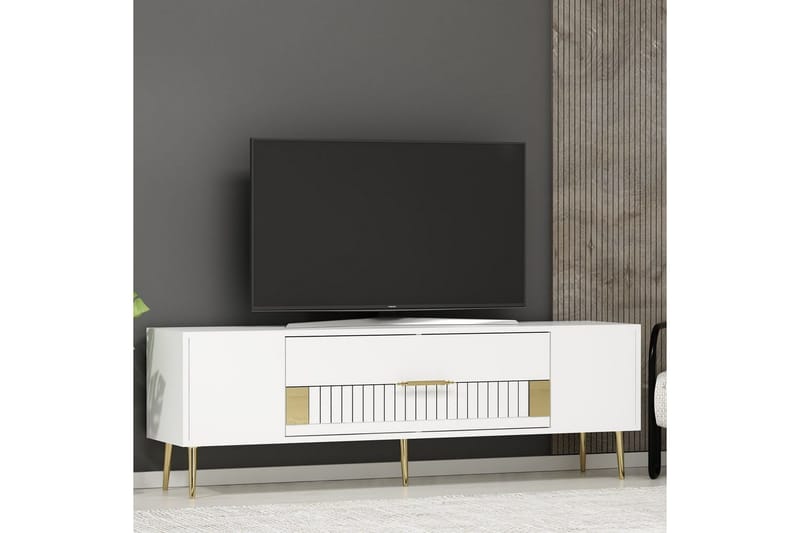 Anira Tv-bänk 150 cm - Vit/Guld - Möbler - Vardagsrum - Tv-möbler & mediamöbler - Tv-bänkar