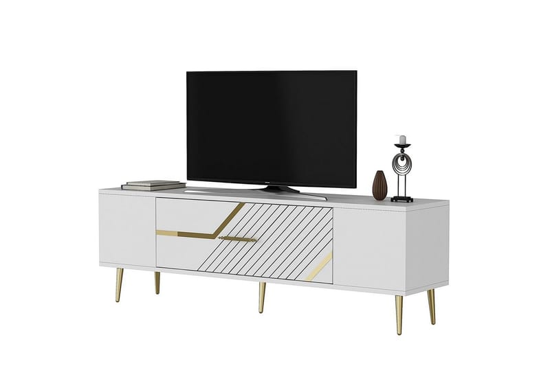 Anira Tv-bänk 150 cm, Vit/Guld