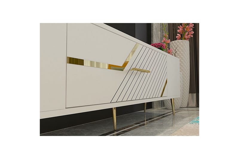 Anira Tv-bänk 150 cm - Vit/Guld - Möbler - Vardagsrum - Tv-möbler & mediamöbler - Tv-bänkar