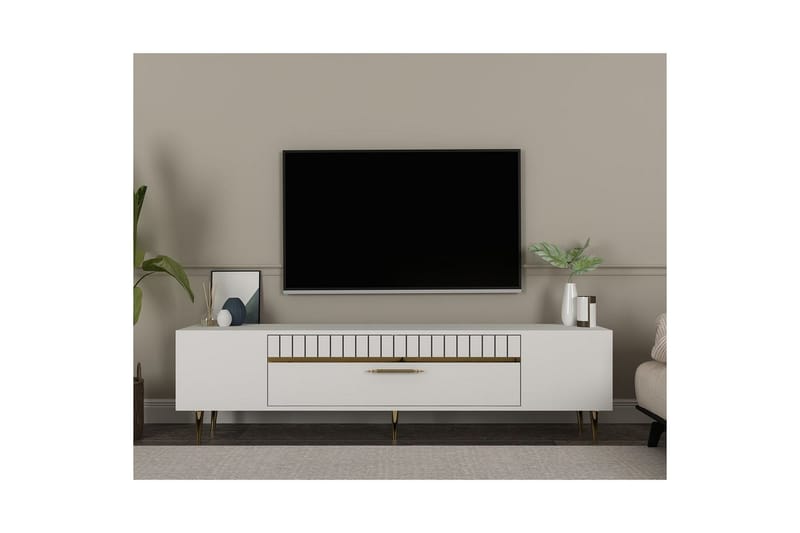 Anira Tv-bänk 150 cm - Vit/Guld - Möbler - Vardagsrum - Tv-möbler & mediamöbler - Tv-bänkar