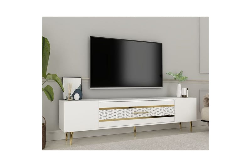 Anira Tv-bänk 150 cm - Vit/Guld - Möbler - Vardagsrum - Tv-möbler & mediamöbler - Tv-bänkar