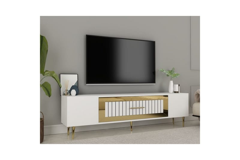 Anira Tv-bänk 150 cm - Vit/Guld - Möbler - Vardagsrum - Tv-möbler & mediamöbler - Tv-bänkar