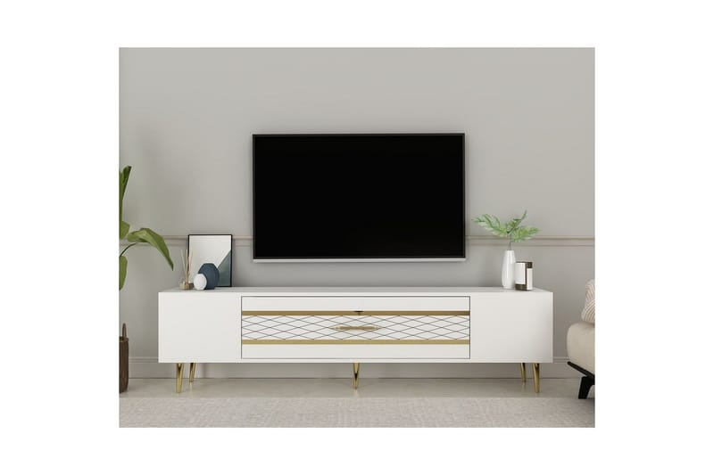 Anira Tv-bänk 150 cm - Vit/Guld - Möbler - Vardagsrum - Tv-möbler & mediamöbler - Tv-bänkar