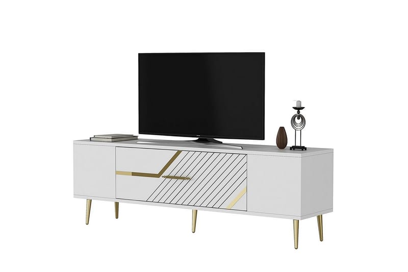Anira Tv-bänk 150 cm, Vit/Guld