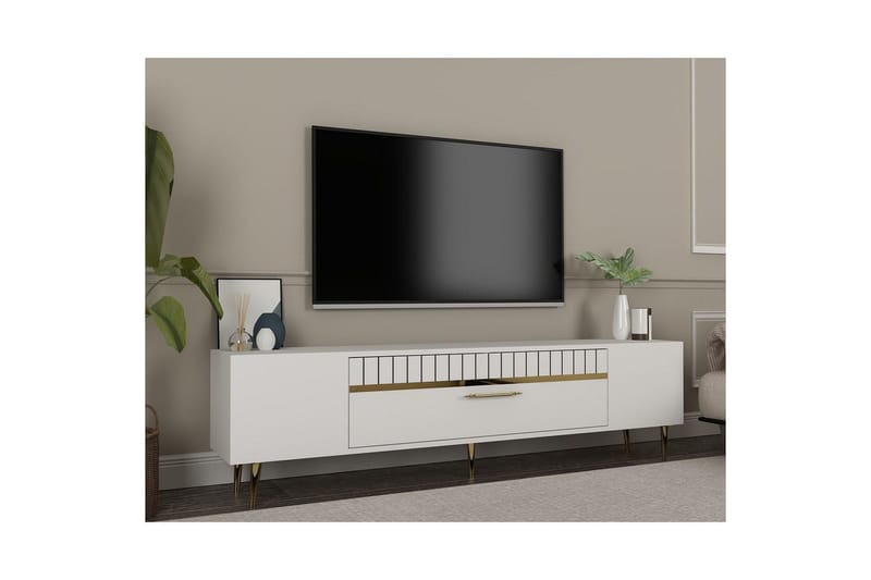 Anira Tv-bänk 150 cm - Vit/Guld - Möbler - Vardagsrum - Tv-möbler & mediamöbler - Tv-bänkar