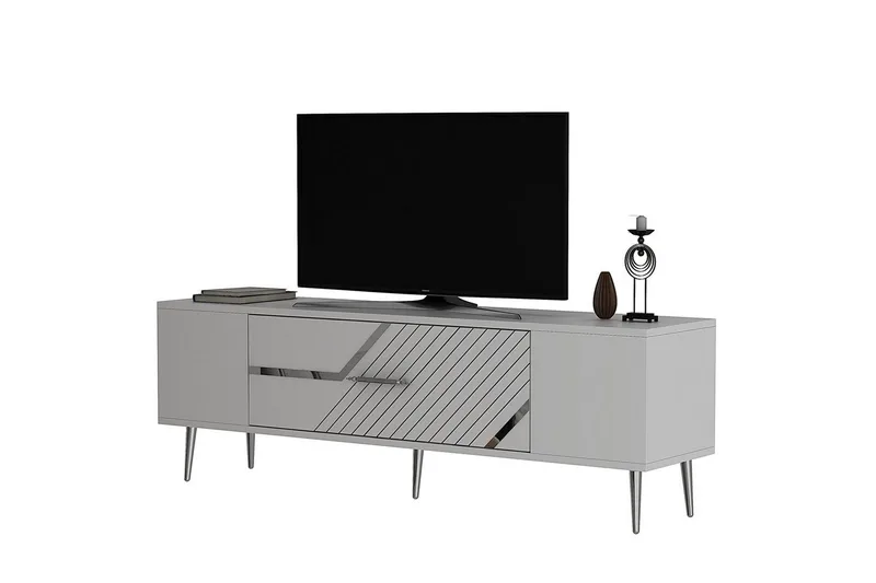 Anira Tv-bänk 150 cm, Vit/Silver