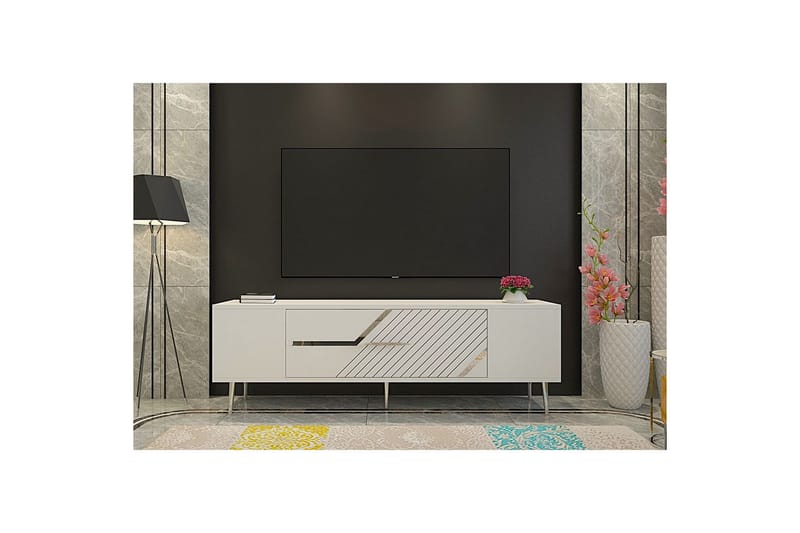Anira Tv-bänk 150 cm - Vit/Silver - Möbler - Vardagsrum - Tv-möbler & mediamöbler - Tv-bänkar
