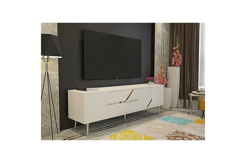 Anira Tv-bänk 150 cm - Vit/Silver - Möbler - Vardagsrum - Tv-möbler & mediamöbler - Tv-bänkar