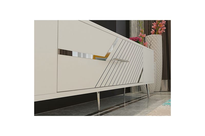 Anira Tv-bänk 150 cm - Vit/Silver - Möbler - Vardagsrum - Tv-möbler & mediamöbler - Tv-bänkar