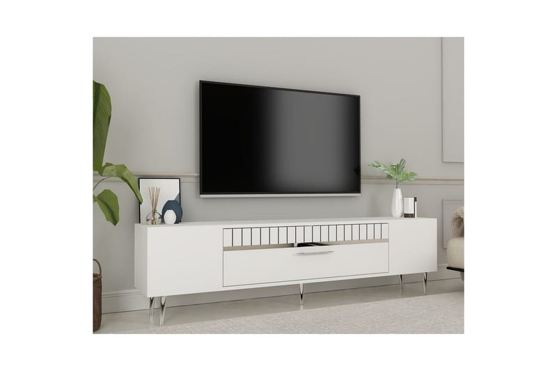 Anira Tv-bänk 150 cm - Vit/Silver - Möbler - Vardagsrum - Tv-möbler & mediamöbler - Tv-bänkar