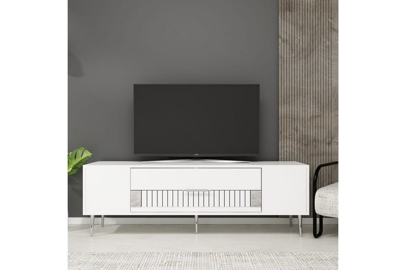 Anira Tv-bänk 150 cm - Vit/Silver - Möbler - Vardagsrum - Tv-möbler & mediamöbler - Tv-bänkar